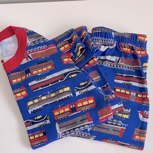 Hanna Andersson Blue Pajama Set with Train Design XS